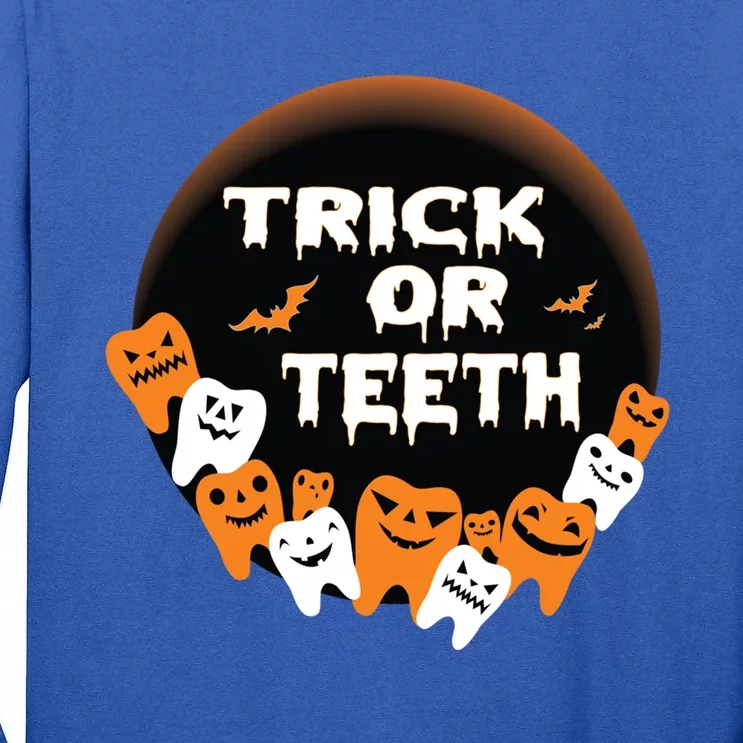 Trick Or Teeth Dentist Hygienist Halloween Costume Gift Tall Long Sleeve T-Shirt