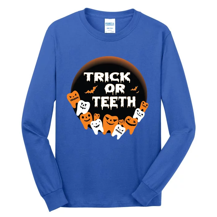 Trick Or Teeth Dentist Hygienist Halloween Costume Gift Tall Long Sleeve T-Shirt