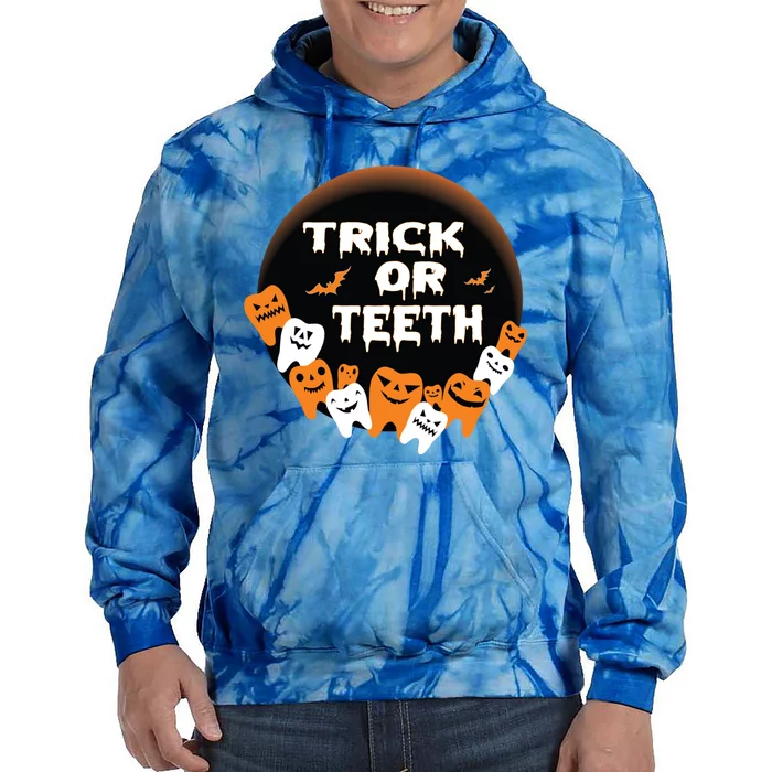 Trick Or Teeth Dentist Hygienist Halloween Costume Gift Tie Dye Hoodie