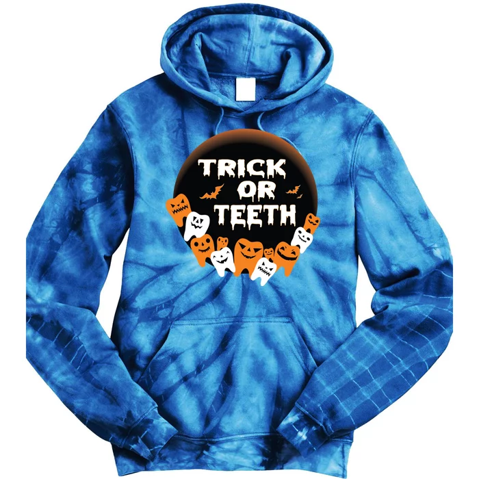 Trick Or Teeth Dentist Hygienist Halloween Costume Gift Tie Dye Hoodie