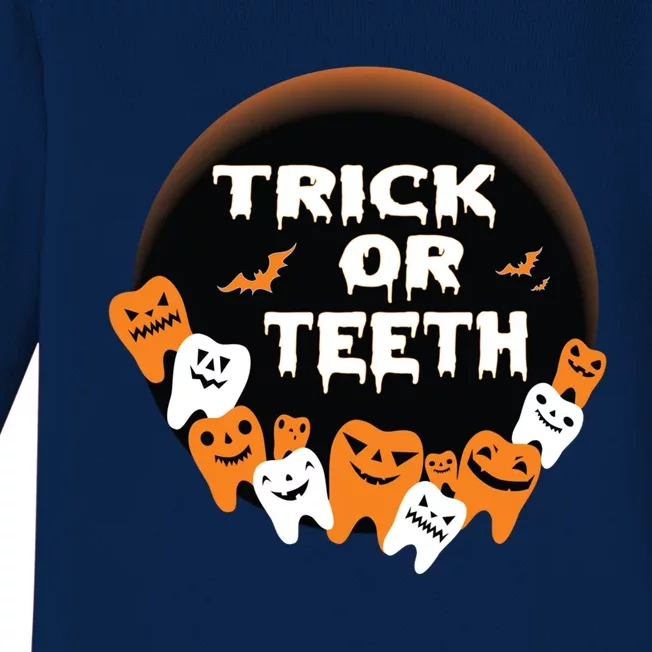 Trick Or Teeth Dentist Hygienist Halloween Costume Gift Baby Long Sleeve Bodysuit