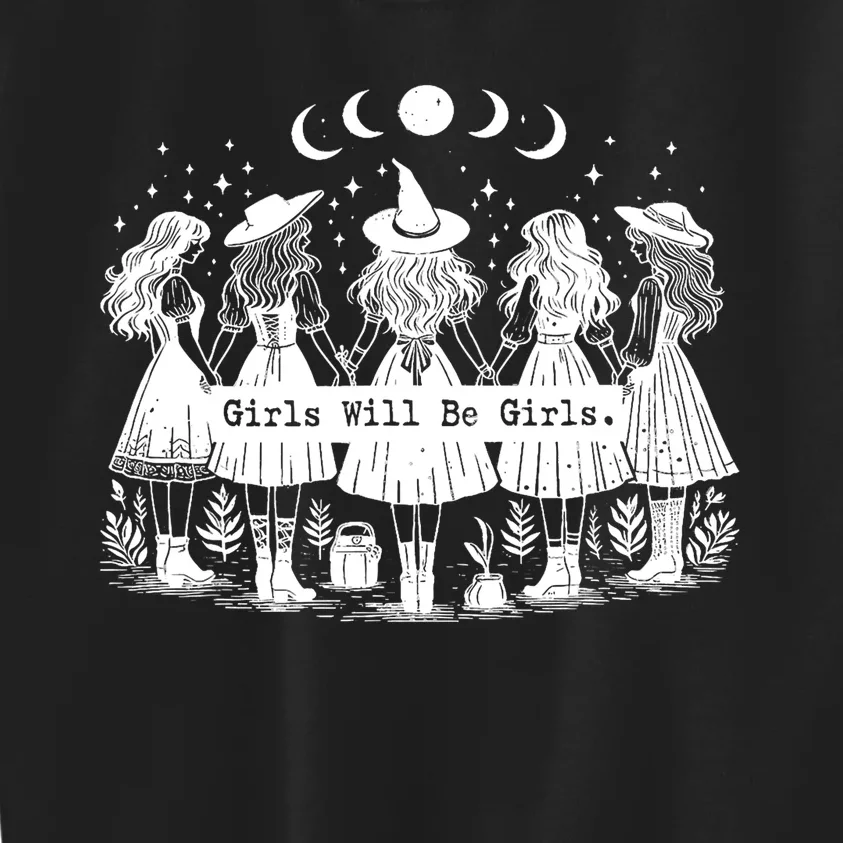 Trick Or Treat Witch Witches Girl Will Be Girl Halloween Kids Sweatshirt