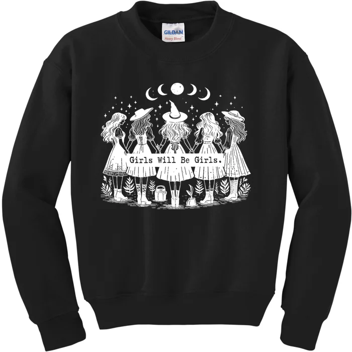 Trick Or Treat Witch Witches Girl Will Be Girl Halloween Kids Sweatshirt