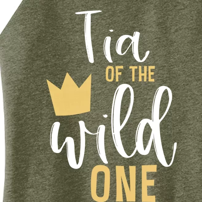 Tia Of The Wild One Matching 1st Birthday First Thing Aunt Gift Women’s Perfect Tri Rocker Tank