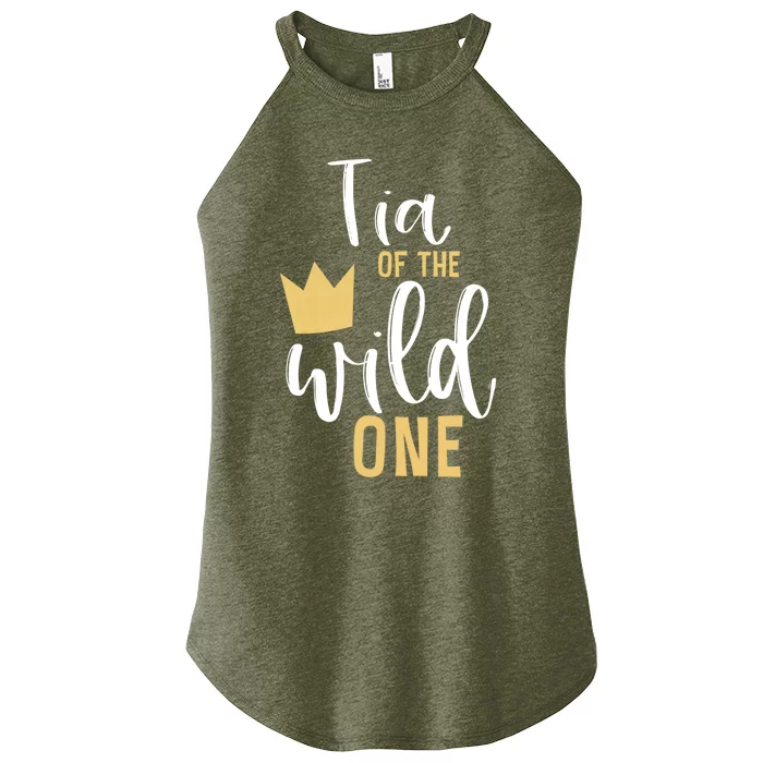 Tia Of The Wild One Matching 1st Birthday First Thing Aunt Gift Women’s Perfect Tri Rocker Tank