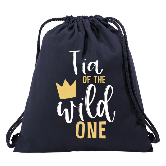 Tia Of The Wild One Matching 1st Birthday First Thing Aunt Gift Drawstring Bag