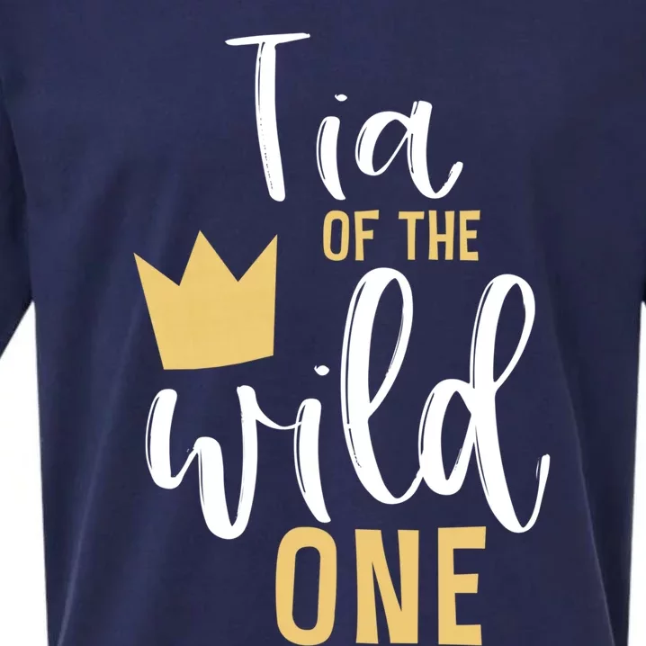 Tia Of The Wild One Matching 1st Birthday First Thing Aunt Gift Sueded Cloud Jersey T-Shirt