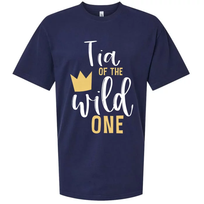 Tia Of The Wild One Matching 1st Birthday First Thing Aunt Gift Sueded Cloud Jersey T-Shirt