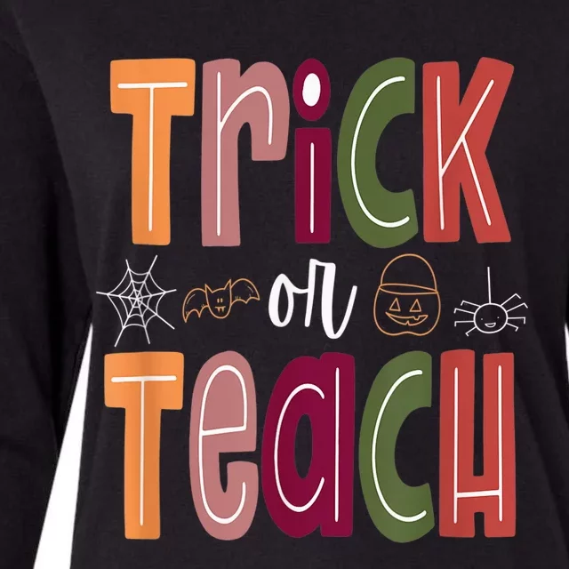 Trick or Teach Halloween Cute Fall Teacher for Wo Costume Womens Cotton Relaxed Long Sleeve T-Shirt