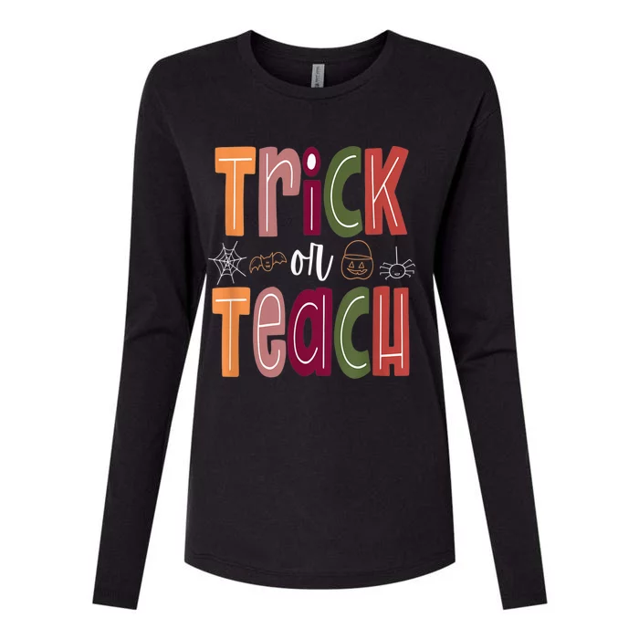 Trick or Teach Halloween Cute Fall Teacher for Wo Costume Womens Cotton Relaxed Long Sleeve T-Shirt