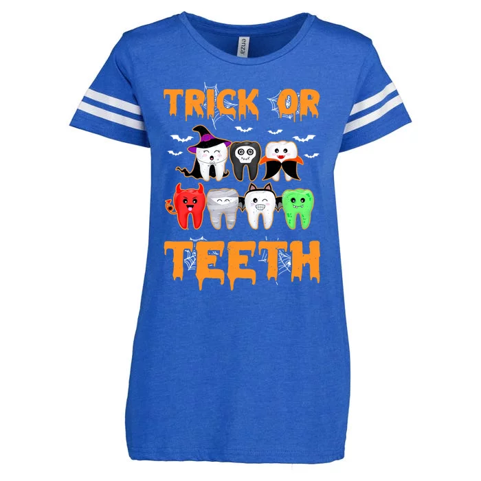 Trick Or Teeth Funny Dental Clinic Dentist Halloween Costume Gift Enza Ladies Jersey Football T-Shirt