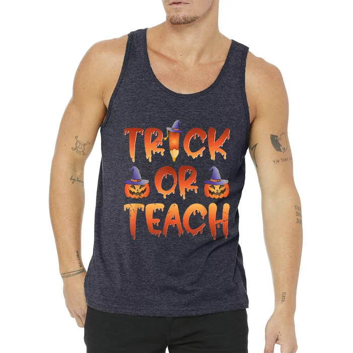 Trick Or Teach Funny Teacher Halloween Costume Teacher Tank Top