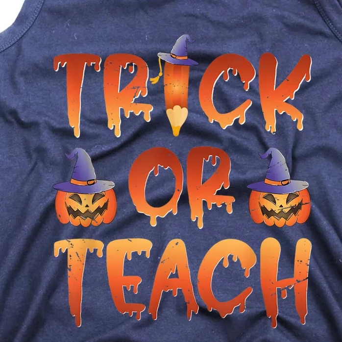 Trick Or Teach Funny Teacher Halloween Costume Teacher Tank Top