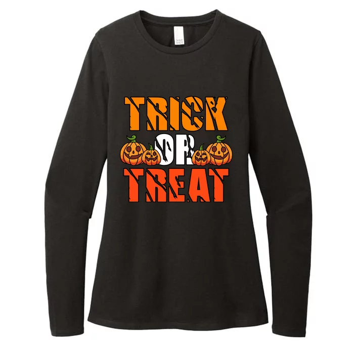 Trick Or Treat Halloween Festive Pumpkin Womens CVC Long Sleeve Shirt