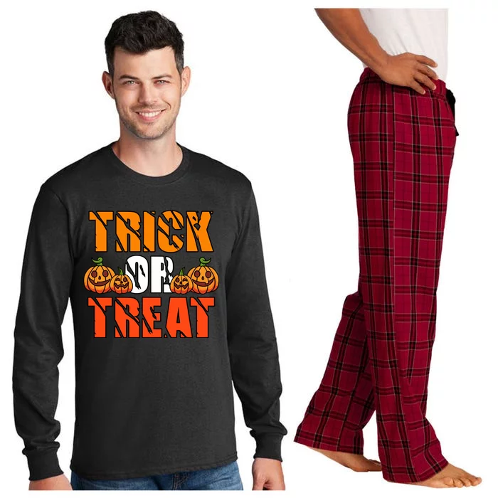 Trick Or Treat Halloween Festive Pumpkin Long Sleeve Pajama Set