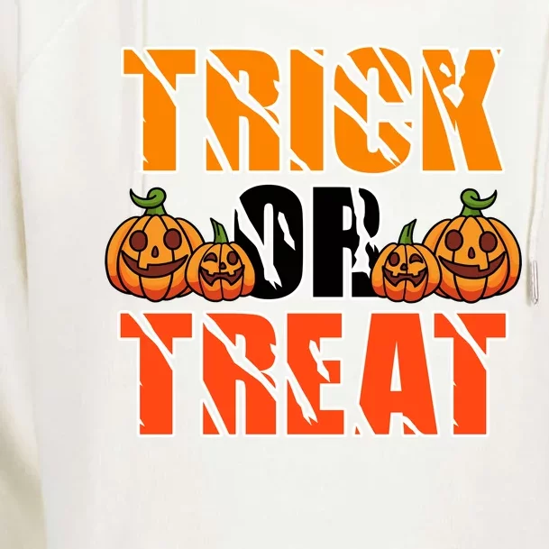 Trick Or Treat Halloween Festive Pumpkin Womens Funnel Neck Pullover Hood