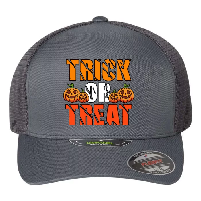 Trick Or Treat Halloween Festive Pumpkin Flexfit Unipanel Trucker Cap