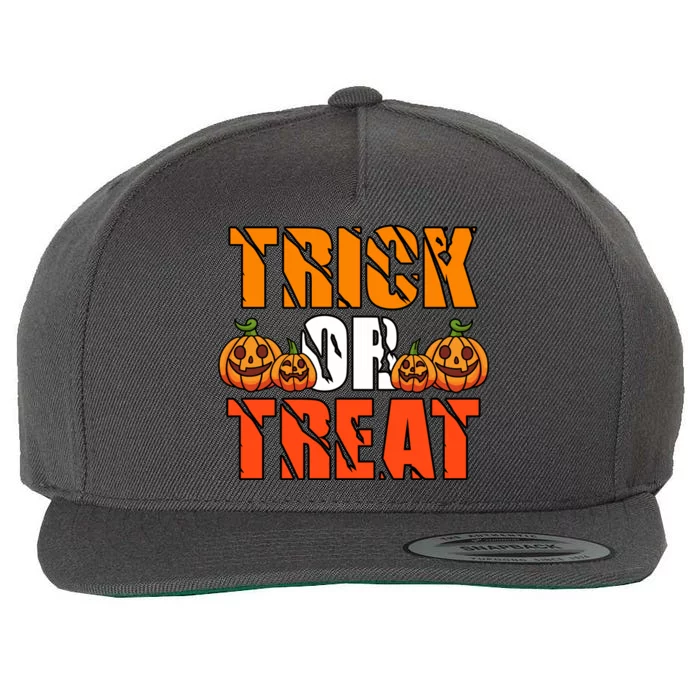 Trick Or Treat Halloween Festive Pumpkin Wool Snapback Cap