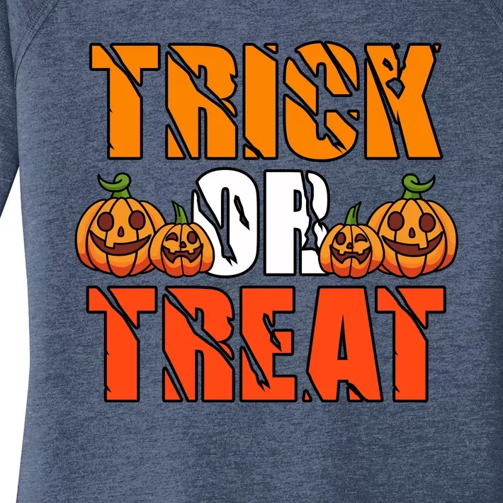 Trick Or Treat Halloween Festive Pumpkin Women's Perfect Tri Tunic Long Sleeve Shirt