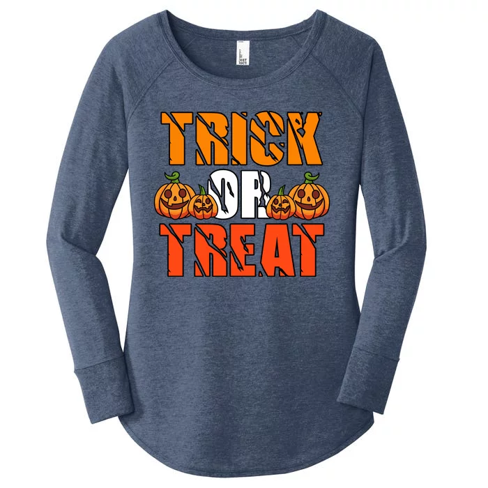 Trick Or Treat Halloween Festive Pumpkin Women's Perfect Tri Tunic Long Sleeve Shirt