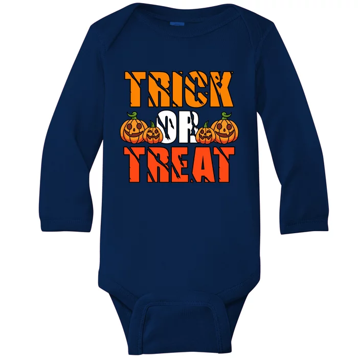 Trick Or Treat Halloween Festive Pumpkin Baby Long Sleeve Bodysuit