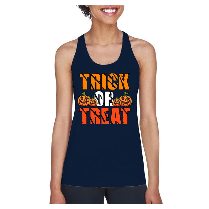 Trick Or Treat Halloween Festive Pumpkin Women's Racerback Tank