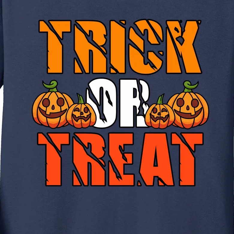 Trick Or Treat Halloween Festive Pumpkin Kids Long Sleeve Shirt