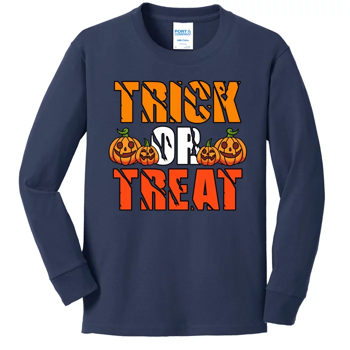 Trick Or Treat Halloween Festive Pumpkin Kids Long Sleeve Shirt