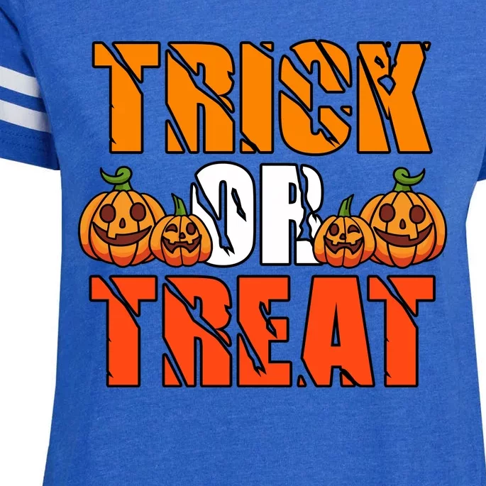 Trick Or Treat Halloween Festive Pumpkin Enza Ladies Jersey Football T-Shirt