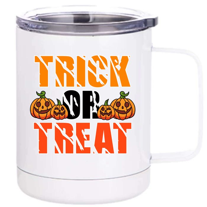 Trick Or Treat Halloween Festive Pumpkin Front & Back 12oz Stainless Steel Tumbler Cup