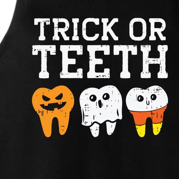 Trick Or Teeth Funny Dental Halloween Treat Dentist Gift Ladies Tri-Blend Wicking Tank