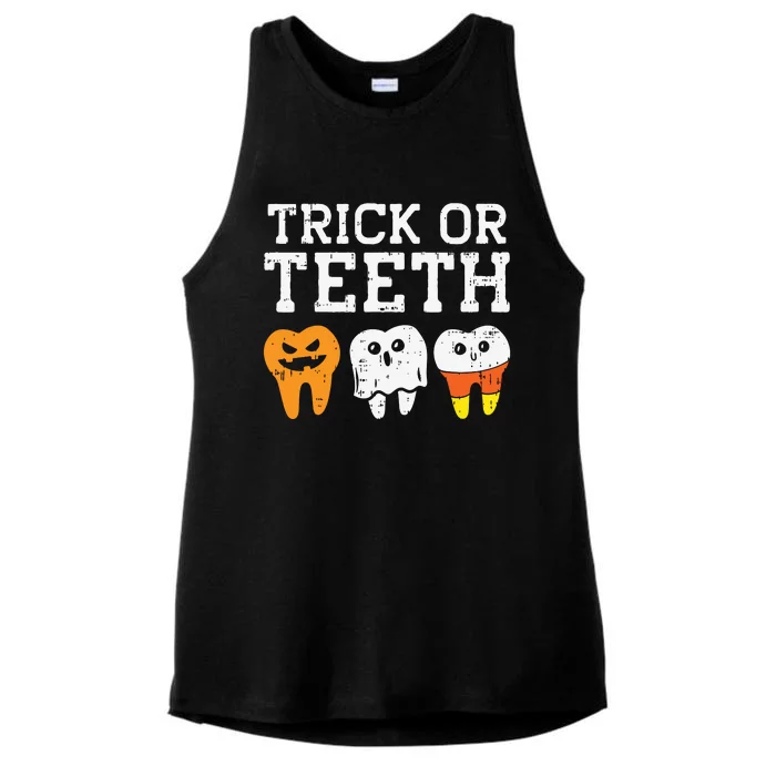 Trick Or Teeth Funny Dental Halloween Treat Dentist Gift Ladies Tri-Blend Wicking Tank