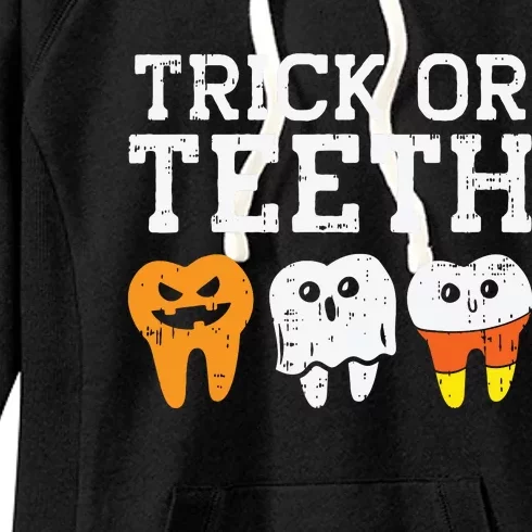 Trick Or Teeth Funny Dental Halloween Treat Dentist Gift Women's Fleece Hoodie