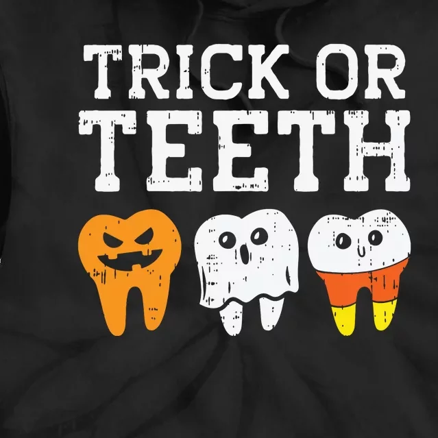 Trick Or Teeth Funny Dental Halloween Treat Dentist Gift Tie Dye Hoodie