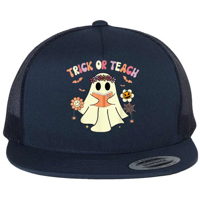 Trick Or Teach Funny Teacher Halloween Shirts Wo Costume Flat Bill Trucker Hat