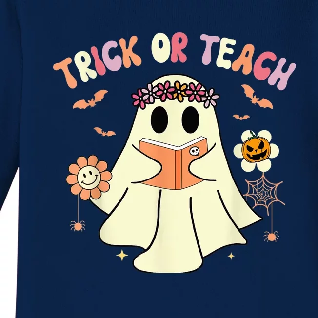 Trick Or Teach Funny Teacher Halloween Shirts Wo Costume Baby Long Sleeve Bodysuit