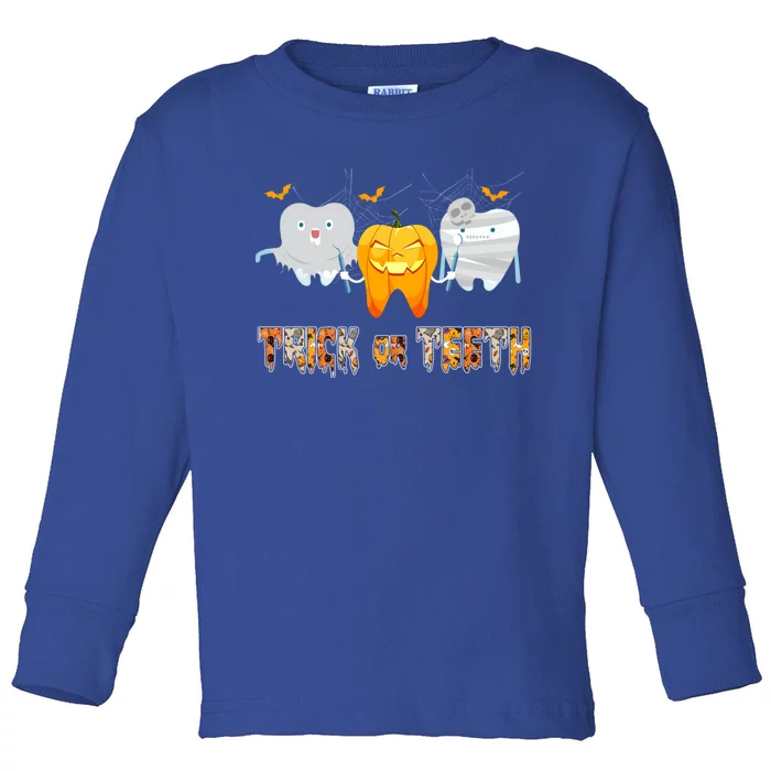 Trick Or Teeth Funny Dental Hygienist Dentist Rdh Halloween Meaningful Gift Toddler Long Sleeve Shirt