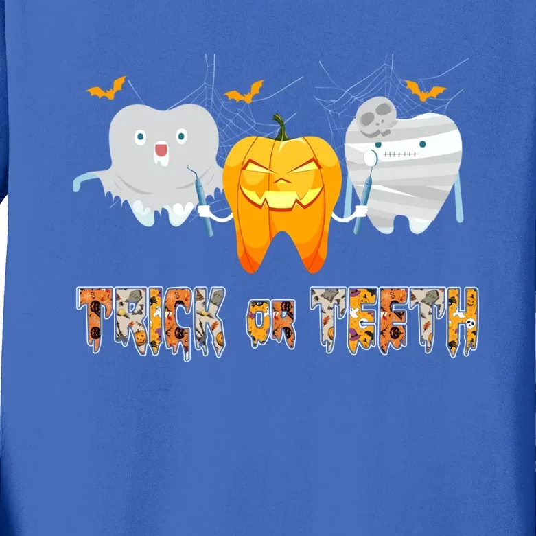 Trick Or Teeth Funny Dental Hygienist Dentist Rdh Halloween Meaningful Gift Kids Long Sleeve Shirt