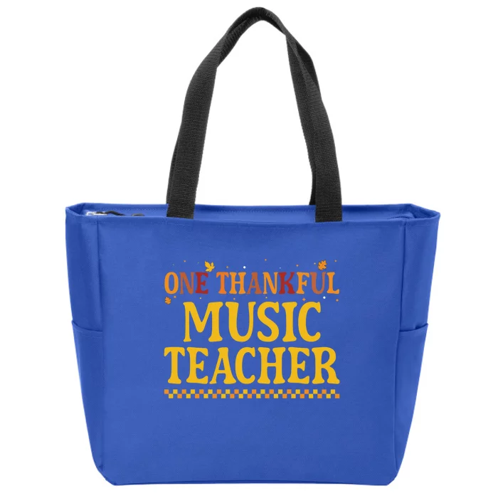 Thanksgiving One Thankful Music Teacher Gift Zip Tote Bag