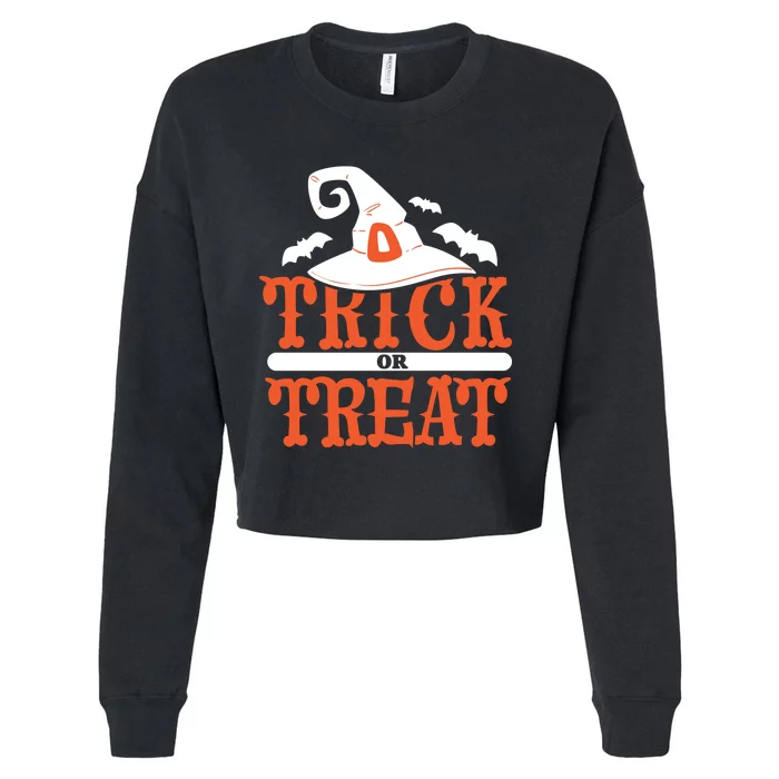 Trick Or Treat Halloween Witch Cropped Pullover Crew