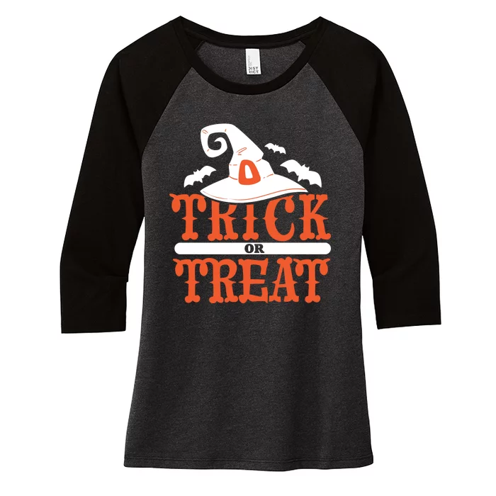 Trick Or Treat Halloween Witch Women's Tri-Blend 3/4-Sleeve Raglan Shirt