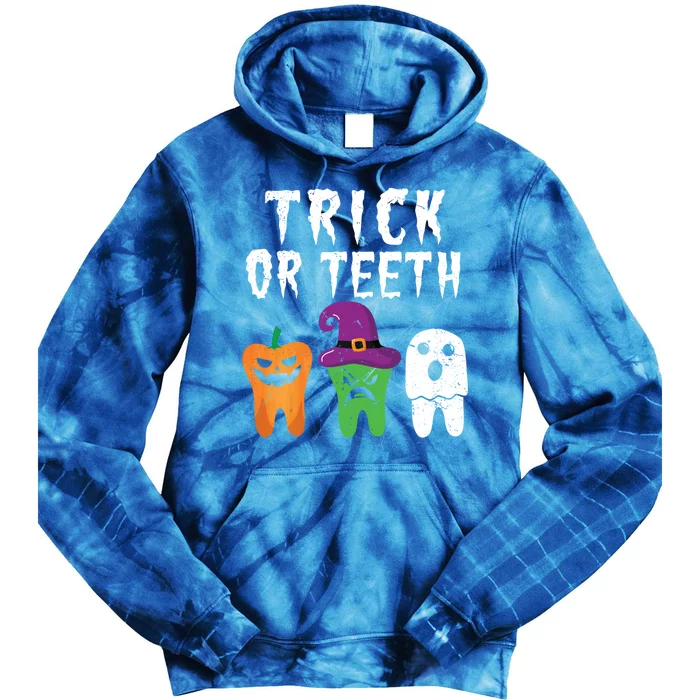 Trick Or Teeth Funny Halloween Dental Hygienist Dentists Gift Tie Dye Hoodie