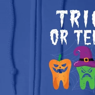 Trick Or Teeth Funny Halloween Dental Hygienist Dentists Gift Full Zip Hoodie