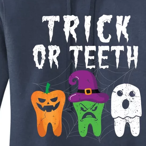 Trick Or Teeth Funny Halloween Dental Hygienist Dentists Gift Women's Pullover Hoodie