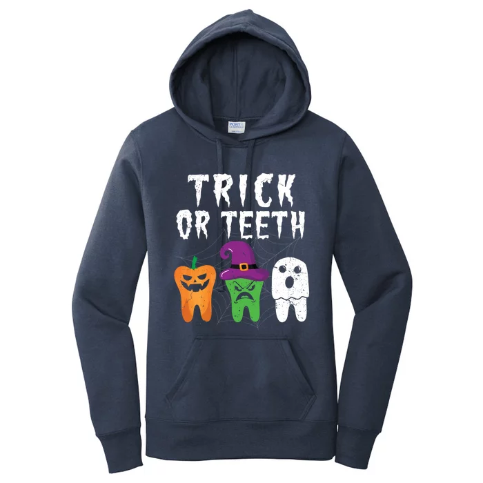 Trick Or Teeth Funny Halloween Dental Hygienist Dentists Gift Women's Pullover Hoodie