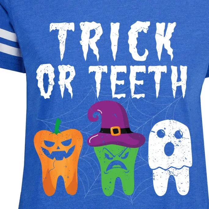 Trick Or Teeth Funny Halloween Dental Hygienist Dentists Gift Enza Ladies Jersey Football T-Shirt