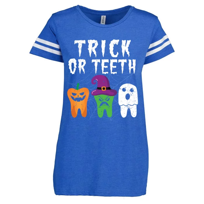 Trick Or Teeth Funny Halloween Dental Hygienist Dentists Gift Enza Ladies Jersey Football T-Shirt