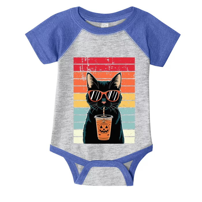 Trick Or Treat Black Cat Hipster Halloween Black Cat Infant Baby Jersey Bodysuit