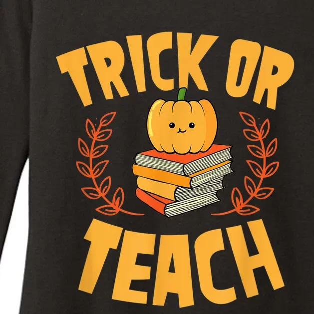 Trick Or Teach Pumpkin Funny Cute Elementary School Teacher Womens CVC Long Sleeve Shirt