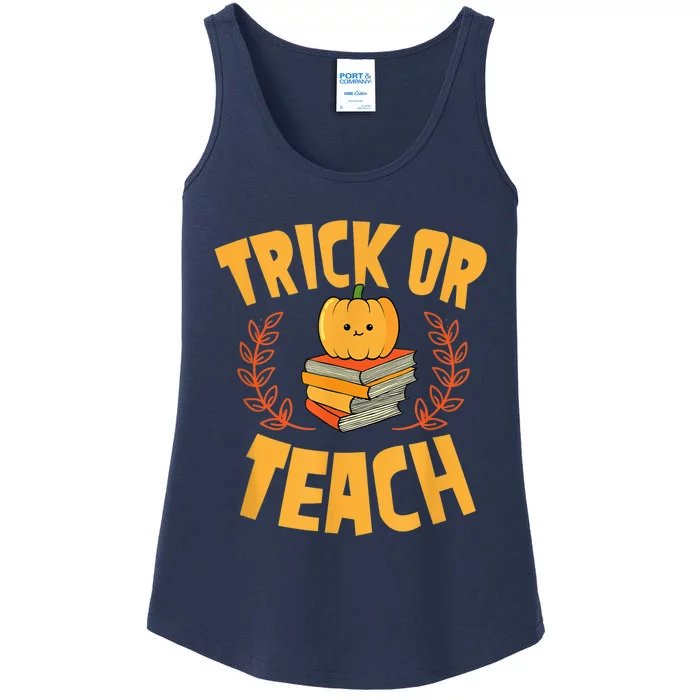 Trick Or Teach Pumpkin Funny Cute Elementary School Teacher Ladies Essential Tank